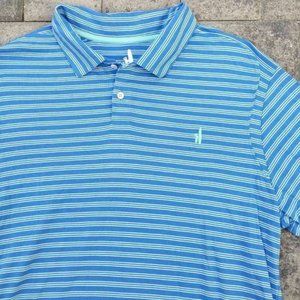 Johnnie-O Mens Polo Shirt Blue White Stripe XL